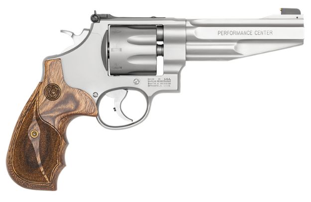 Picture of Smith & Wesson 170210 Performance Center Model 627 357 Mag 8rd 5" Stainless Steel Barrel & Cylinder Matte Silver Stainless Steel Frame with Wood Grip Includes Synthetic Grip