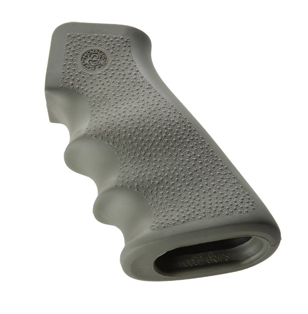 Picture of Hogue 15001 OverMolded Grip Cobblestone OD Green Rubber with Finger Grooves for AR-15, M16