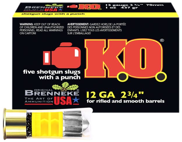 Picture of Brenneke SL122KO K.O.  12Gauge 2.75" 1oz Slug Shot 5 Per Box/50 Case