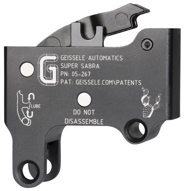 Picture of Geissele Automatics 05267 Super Sabra Trigger Pack Two-Stage Curved Trigger with 5.50-7.50 lbs Draw Weight & Black Oxide Finish for IWI Tavor, X95