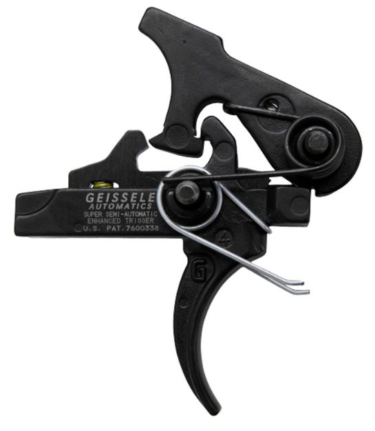 Picture of Geissele Automatics 05160 SSA-E  Two-Stage Curved Trigger with 2.90-3.80 lbs Draw Weight & Black Oxide Finish for AR-Platform