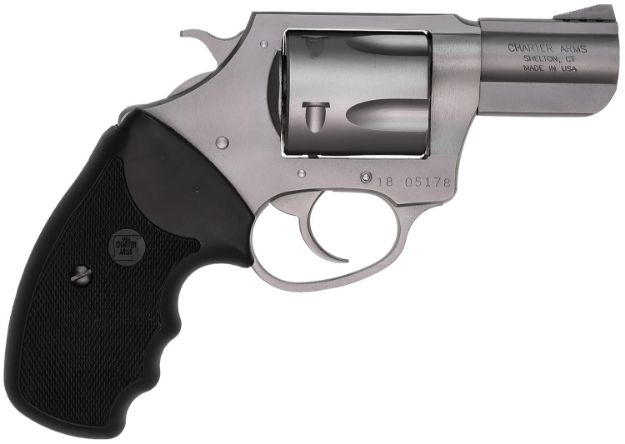 Picture of Charter Arms 73520 Mag Pug  Large 357 Mag, 5 Shot 2.20" Matte Stainless Steel Ported Barrel, Matte Stainless Steel Cylinder & Frame w/Black Finger Grooved Rubber Grip