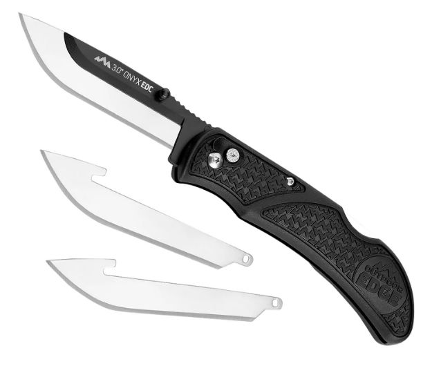 Picture of Outdoor Edge OX30C Onyx Lite 3" Folding Plain 420J2 Stainless Steel Blade Black Trimond Textured Polymer Handle