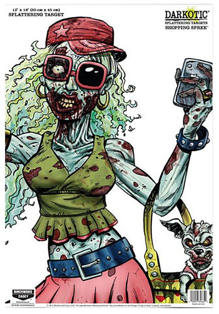 Picture of Birchwood Casey 35665 Darkotic Shopping Spree Zombie Valley Girl Paper Hanging Universal 12" x 18" Multi-Color Impact Enhancement Splatter 8 Per Pkg