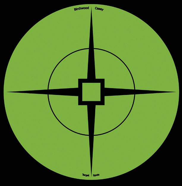 Picture of Birchwood Casey 33936 Target Spots  Self-Adhesive Paper Black/Green 6" Crosshair 10 Pack