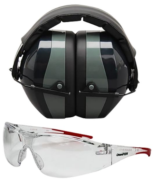 Picture of Champion Targets 40622 Eyes & Ears Combo 26 dB Over the Head Passive Muff & Shooting Glasses Black/Gray