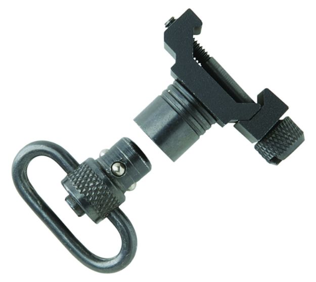 Picture of Uncle Mike's 21101 Quick Detach Swivel Set made of Steel with Black Finish, 1" Loop Size & Push Button Style for Picatinny & Weaver-Style Rails