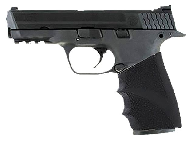 Picture of Hogue 17400 HandAll Hybrid Grip Sleeve made of Rubber with Textured Black Finish & Finger Grooves for S&W M&P