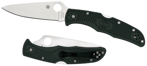 Picture of Spyderco C10FPGR Endura 4 Lightweight 3.75" Folding Clip Point Plain VG-10 SS Blade Green Bi-Directional Texturing FRN Handle Includes Pocket Clip