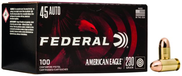 Picture of Federal AE45A100 American Eagle Handgun 45ACP 230gr Full Metal Jacket 100 Per Box/5 Case