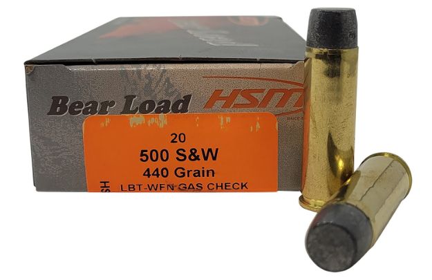 Picture of HSM 500SW6N Bear Load  500 S&W Mag 440 gr Wide Flat Nose 20 Per Box/ 25 Case