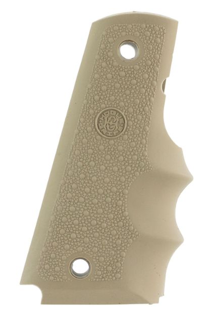 Picture of Hogue 45003 OverMolded Grip Cobblestone Desert Tan Rubber with  Finger Grooves for 1911 Governement