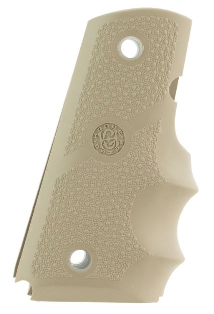 Picture of Hogue 43003 Rubber Grip  Cobblestone Desert Tan with Finger Grooves for 1911 Officer