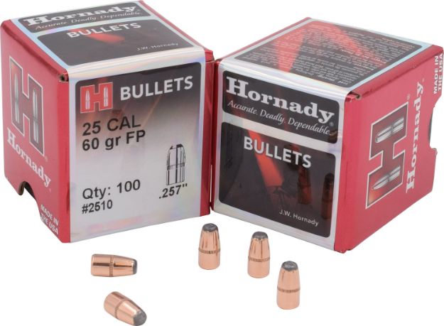 Picture of Hornady 2510 Traditional Varmint 25 Cal .257 60 gr Flat Point 100 Per Box/ 40 Case