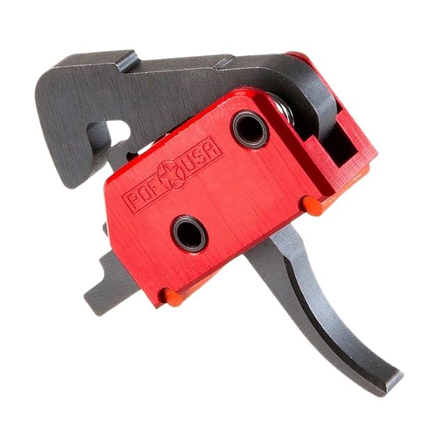 Picture of Patriot Ordnance Factory 00457 Drop-In  Single-Stage Curved Trigger with 4.50 lbs Draw Weight & Black/Red Finish for AR-Platform