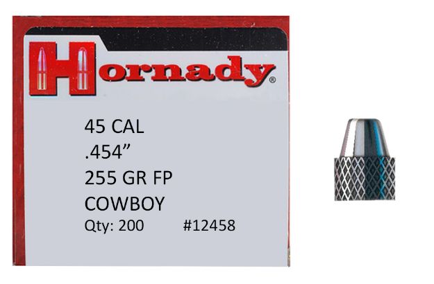 Picture of Hornady 12458 Frontier Lead 45 Cal .454 255 gr Flat Point Cowboy 200 Per Box/ 8 Case