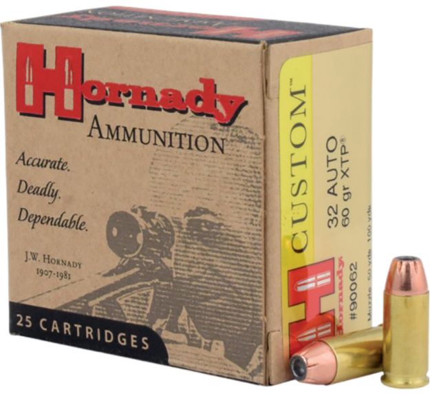 Picture of Hornady 90062 Custom  32ACP 60gr Hornady XTP Hollow Point 25 Per Box/10 Case