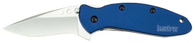 Picture of Kershaw 1620NB Scallion  2.40" Folding Drop Point Plain Bead Blasted 420HC SS Blade Navy Blue Anodized Aluminum Handle Includes Pocket Clip