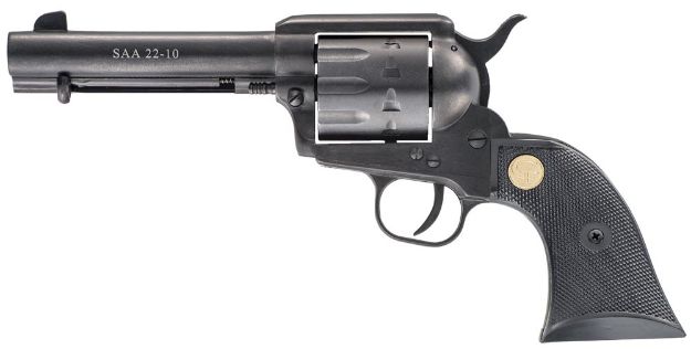 Picture of Chiappa Firearms CF340155 SAA 1873  Medium Frame 22 LR 10 Shot, 4.75" Blued Steel Barrel, Blued Steel Frame, Blued Cylinder, Black Plastic Grip, Exposed Hammer