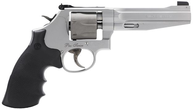 Picture of Smith & Wesson 178055 Model 986 Performance Center Pro  9mm Luger Stainless Steel 5" Precision Crown Barrel, 7rd  Titanium  Cylinder, Matte Silver Stainless Steel L-Frame, PC Mainspring