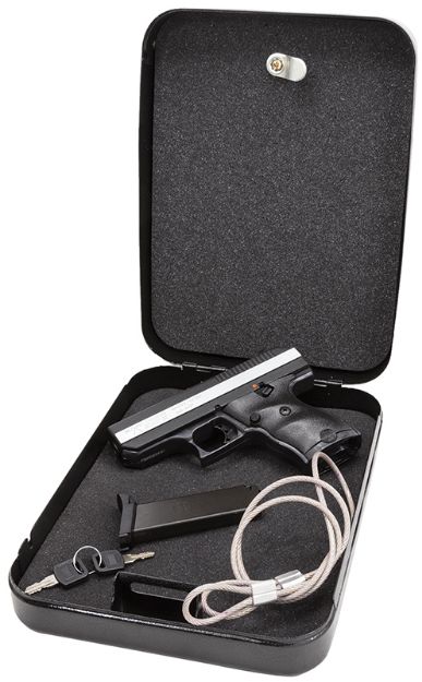 Picture of Hi-Point CF380HSP CF Home Security Package 380 ACP 8+1, 3.50" Black Steel Barrel, Black Powder Coated/Chrome Serrated Steel Slide, Black Polymer Frame & Grip, Keyed Lock Box