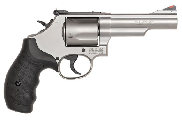 Picture of Smith & Wesson 162069 Model 69  44 Rem Mag or 44 S&W Spl Stainless Steel 4.25" 2 Piece Barrel & 5rd Cylinder, Matte Stainless Steel L-Frame, Full Stop Strap & Barrel Serration, Internal Lock