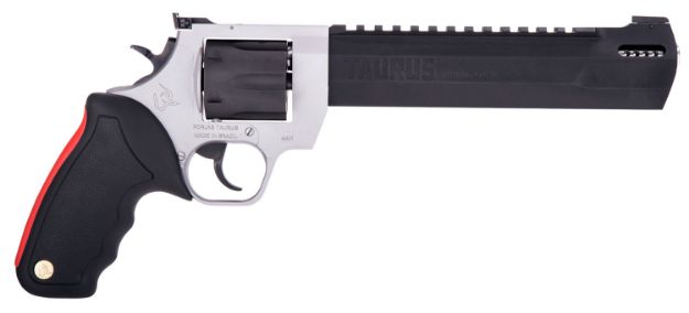 Picture of Taurus 2-440085RH Raging Hunter  44 Rem Mag 6rd 8.37" Black Stainless Steel Barrel Matte Black Oxide Cylinder Matte Stainless Steel Frame Black Rubber with Integrated Red Cushion Insert Grip