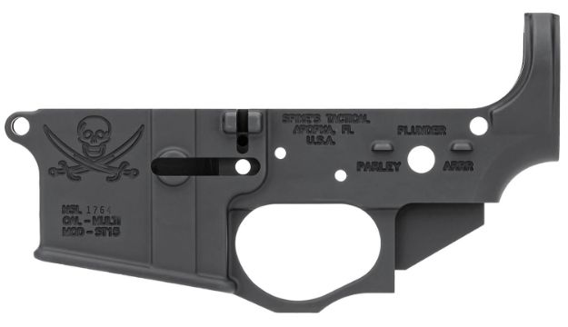 Picture of Spikes STLS016 Calico Jack Stripped Lower Receiver Multi-Caliber 7075-T6 Aluminum Black Anodized for AR-15