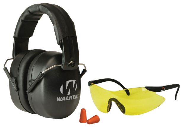 Picture of Walker's GWPFM3GFP EXT Range Shooting Muff Combo Kit Includes Foam Ear Plugs, 31 db Over the Head Shooting Muff, Sport Glasses w/Polycarbonate Lens