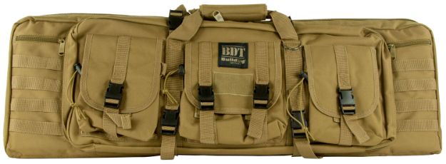 Picture of Bulldog BDT6037T BDT Tactical Double 37" Tan Nylon, 3 Accessory Pockets, Deluxe Padded Backstraps Lockable Zippers, Padded Internal Divider