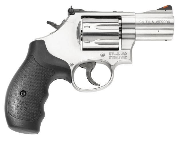 Picture of Smith & Wesson 164192 Model 686 Plus 357 Mag or 38 S&W Spl +P  Stainless Steel 2.50" Barrel, 7 Shot, Satin Stainless Steel L-Frame, Red Ramp Front/Adjustable White Outline Rear Sights, Internal Lock