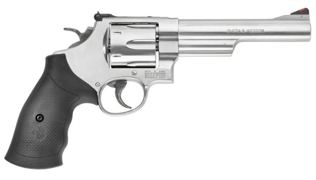 Picture of Smith & Wesson 163606 Model 629  44 Rem Mag or 44 S&W Spl Stainless Steel 6" Barrel & 6rd Cylinder, Satin Stainless Steel N-Frame,  Red Ramp Front/White Outline Rear Sights