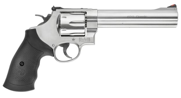 Picture of Smith & Wesson 163638 Model 629 Classic 44 Rem Mag or 44 S&W Spl Stainless Steel 6.50" Barrel & 6rd Cylinder, Satin Stainless Steel N-Frame, Red Ramp Front/White Outline Rear Sights