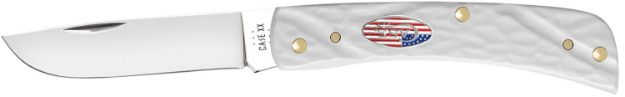 Picture of Case 52021 Sod Buster Jr. 2.80" Folding Skinner Plain Mirror Polished Stainless Steel Blade White Jigged Synthetic Handle