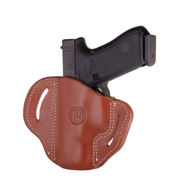 Picture of 1791 Gunleather ORBH24CBRR BH2.4 Optic Ready OWB 2.4 Classic Brown Leather Belt Slide Fits Walther PPQ/Sig P320/Springfield XD-M Right Hand