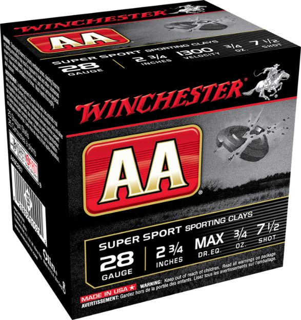 Picture of Winchester Ammo AASC287VP AA Sporting Clay 28Gauge 2.75" 3/4oz 7.5Shot 100 Per Box/5 Case