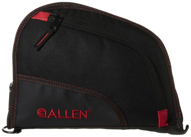 Picture of Allen 7738 Auto-Fit  Handgun Case Black Endura w/Red Trim, Foam Padding, Knit Lining, Mag Sleeve, Storage Pocket & Lockable Zipper 9" L