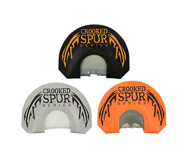 Picture of Foxpro CSMCOMBO Crooked Spur Combo Pack Diaphragm Call Double/3.5 Reed Turkey Sounds Attracts Turkeys Black/Orange/White 3 Piece