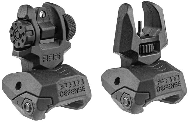 Picture of FAB Defense FXFRBS Front/Rear Folding Back-Up Sights  AR-15/ M16/ M4 Low Profile Dual Aperture Rear Sight Black Polymer and Metal