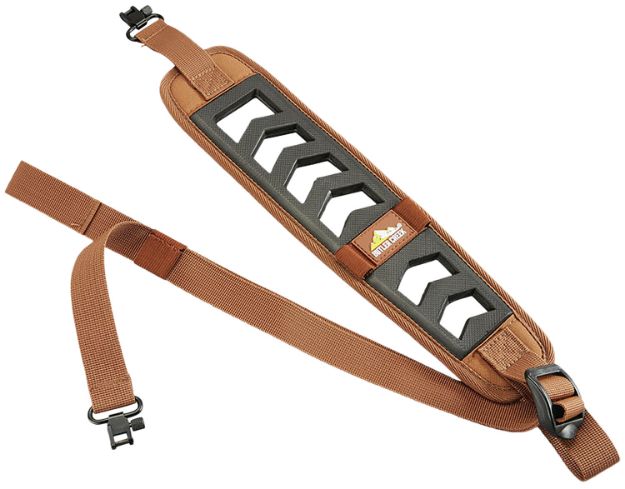 Picture of Butler Creek 190031 Featherlight Rifle Sling Brown w/Black Accents Foam 22"-36" OAL 3" Wide Adjustable Design 2 Cartridge Loops & Swivels