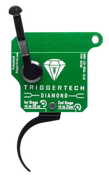 Picture of TriggerTech R70TGB02TNP Diamond  Two-Stage Pro Curved Trigger with 0.50-2.80 lbs Draw Weight & Green w/Black Parts Finish for Remington 700 Right