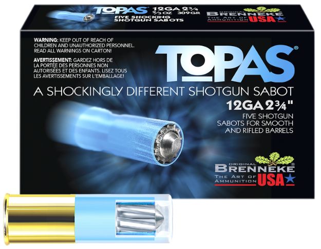 Picture of Brenneke SL122TOP TOPAS  12Gauge 2.75" 2/3oz Sabot Slug Shot 5 Per Box/50 Case