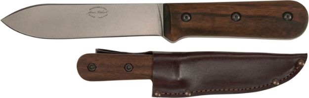 Picture of Ka-Bar BK62 Becker Kephart 5.13" Fixed Drop Point Plain Satin Stonewashed 1095 Cro-Van Blade, Walnut Handle, Includes Sheath