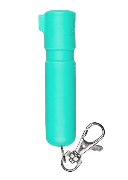 Picture of Sabre MDMT02 Mighty Discreet Pepper Spray Capsaicin UV Dye Effective Distance 12 ft .20 oz Mint Includes Key Ring Includes Snap Clip