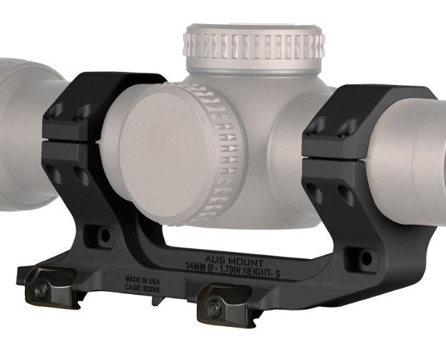 Picture of Reptilia LLC 100240 AUS Optic Mount Black 7075-T6 Aluminum 34mm Tube Mil-Spec 1913 Picatinny Rail Mount