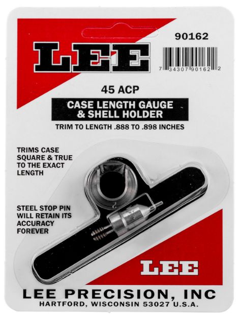 Picture of Lee Precision 90162 Case Length Gauge  Silver 45 ACP Steel, Works With Cutter/Lock Stud Includes Shell Holder