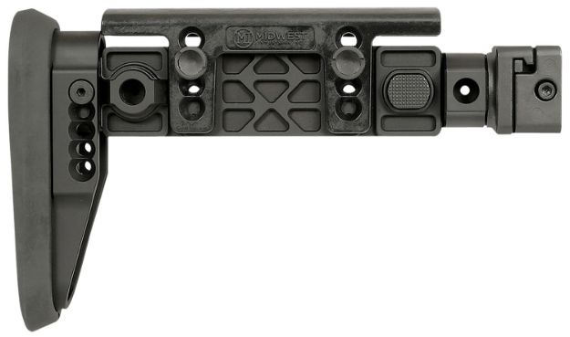 Picture of Midwest Industries MIAKALPHAFS Alpha Folding Stock Black Synthetic Side Folding Stock with Adjustable Cheekrest, Compatible w/ 1913 Picatinny Rail Adapter for AK-Platform