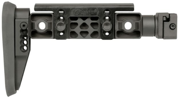 Picture of Midwest Industries MIALPHAFBSF Alpha Fixed Beam Black Synthetic Side Folding Stock with Adjustable Cheekrest, Compatible w/ 1913 Picatinny Rail Adapter