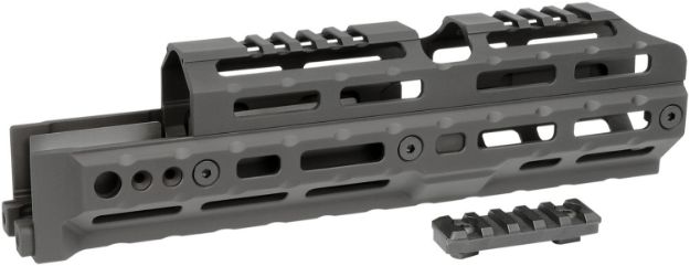 Picture of Midwest Industries MIAKALPHA100 Alpha  Drop-in Aluminum Black Hardcoat Anodized 5 Slot Picatinny Rail AK-Platform 10" Long Compatible w/M-LOK