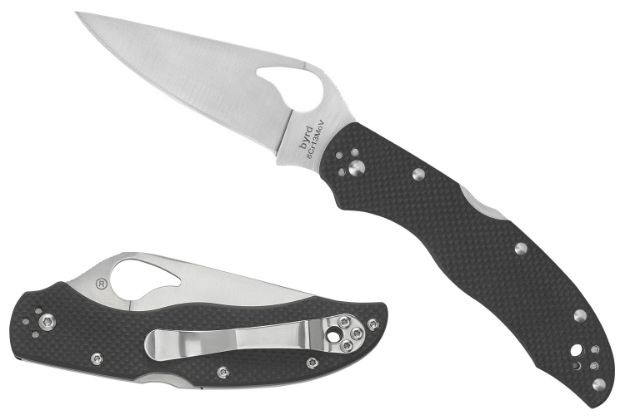 Picture of Spyderco BY01GPS2 Harrier 2  3.39" Folding Drop Point Part Serrated Stonewashed 8Cr13MoV SS Blade, Black Textured G10 Handle, Includes Pocket Clip